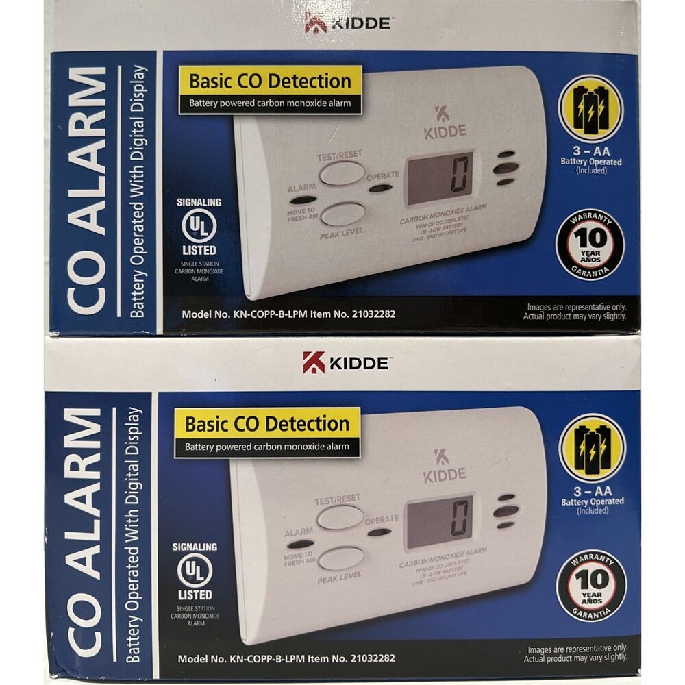 Kidde Carbon Monoxide Alarm Battery Operated Digital Display KN-COPP-B-LPM New